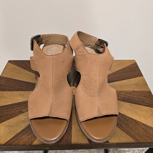 FRANCO SARTO BROWN LEATHER COMFORT SANDALS SIZE 8.5 M Womens Block Heel Boho - Picture 3 of 13
